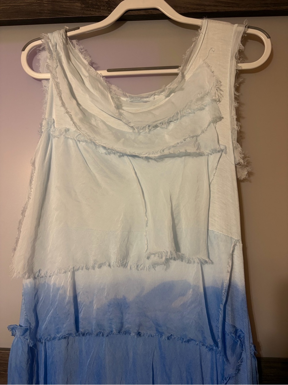 Made in Italy Silk Blend Ombre Maxi Dress & Duster Set Lagenlook Blue Lt Blue L - Picture 6 of 10